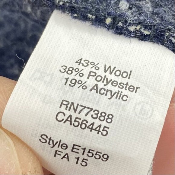 Madewell Navy Herringbone Wool Blend Hooded Open Front Coat Women’s XS/S Oversiz - Picture 5 of 5